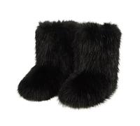 Générique Faux fourrure fourrure bottes de neige femmes hiver fuzzy chaussures mousseuses daim chaud mi-veau confortable extérieur chaussures de mode plates