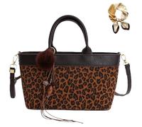 Générique Faux Suede Purse Tote Bag for Women, Trendy Leopard Print Brown Handbag, Vintage Hobo Cheetah Crossbody Shoulder Bag
