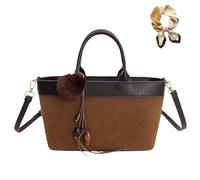 Générique Faux Suede Purse Tote Bag for Women, Trendy Leopard Print Brown Handbag, Vintage Hobo Cheetah Crossbody Shoulder Bag