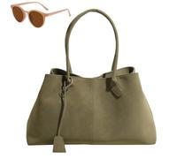 Générique Faux Suede Retro Slouchy Shoulder Bag for Women, Stylish Large Capacity Underarm Bag, Casual Patchwork Hobo Handbag