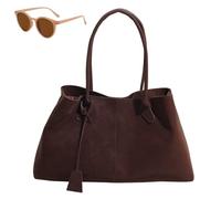 Générique Faux Suede Retro Slouchy Shoulder Bag for Women, Stylish Large Capacity Underarm Bag, Casual Patchwork Hobo Handbag