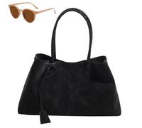 Générique Faux Suede Retro Slouchy Shoulder Bag for Women, Stylish Large Capacity Underarm Bag, Casual Patchwork Hobo Handbag