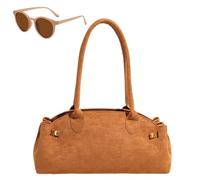 Générique Faux Suede Top Handle Hobo Handbag, Casual Vintage Underarm Bags, Large Capacity Trendy Classic Shoulder Bag for Women