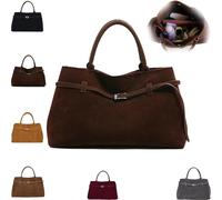 Générique Faux Suede Tops Handles Totes Bag for Women,Larges Capacity Top Handles Satchel Handbags, Women's Large Brown Faux Suede Top-Handle Work Handbag (Coffee,One-size)