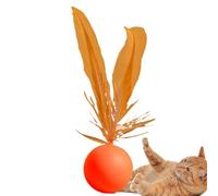 Générique Feathered Ball Cat Toy - Rubber Bite-Resistant Ball, Elastic Interactive Toy, Fun Pet Exercise | Indoor Bouncing, Chasing Game for Medium Cats, Kittens, Training, Playtime Entertainment