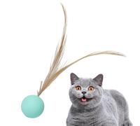 Générique Feathered Ball Cat Toy - Solid Elastic Rubber Ball, Interactive Bite-Resistant Play Toy, Durable Chew | Bouncing, Chasing Fun for Medium Cats, Kittens, Indoor Play, Pet Exercise