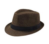 Générique Fedora Feutre Imperméable - Chapeau de Jazz Trilby Pliable Style Rétro à Bords Roulés - Casquettes Souples Melon - Femme Homme (Café), Taille Unique
