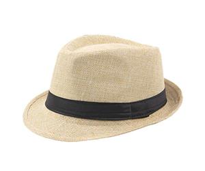 Générique Fedora Feutre Imperméable Chapeau de Jazz Trilby Pliable Style Rétro à Bords Roulés Casquettes Souples Chapeaux Melon - Femme Homme (Beige)