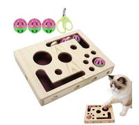 Générique Feline Scratch Enrichment Box - 33x26x7cm Wood Nail Filing, Interactive Puzzle Claw Board with Rolling Bell | Home Entertainment Accessory for Indoor Cats Sofa Edge Carpet Corner