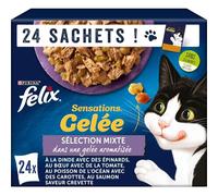 générique Felix - Pâtée Savoureuse en Gelée aux Saveurs Dinde, Bœuf & Poisson, Texture Fondante (24x85g) - Le Lot De 2