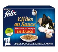 générique Felix - Pâtée Savoureuse en Sauce pour Chat Adulte, Tendres Effilés Bœuf Poulet Agneau Canard (12x85g) - Le Lot de 3