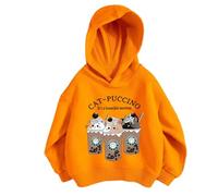 Générique Felpa Con Cappuccio per Bambina in Cotone Morbido, Taglio Ampio per Gioco e Sport, Adatta per Età 3-12 Anni, Ideale per Autunno e Primavera (Orange, 8-9 Years)