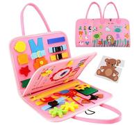 Générique Felt Activity Book, Kids Sensory Toy, Fine Motor Skill Builder, Preschool Life Skills Game for Children Boys Girls Home Road Trip Entertainment, 11.02x9.06x1.18 inches, Pink, 260g