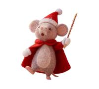 Générique Felt Christmas Mouse Ornament - 8x4cm Handmade Mini White Mouse Decor | Wool Felt Animal Collectible Holiday Home Party Desktop Decoration Gift Stylish Xmās Figure