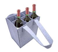 Générique Felt Wine Tote - Reusable 6-Bottle Wine Bag, Portable Bottle Storage Carrier | Red Wine Organizer for Travel, Shopping, Picnic, Party, Noise-Reducing Breakage-Proof Bag