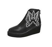Générique Femelle Bottes Courte imprimé Talon moyen Femelles Botte Imperméables Souple Elégantes Chaudes Chaussures de botte pour dame Vintage classiques cuir véritable Automne Hiver Fashion