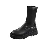 Générique Femelle Bottes Mi-Mollet plates Femme Bottine Souple Confortable Elégantes Botte Femme cuir véritable Cowboy loisirs Femmes Bottes Automne Hiver Chaudes classiques Fashion