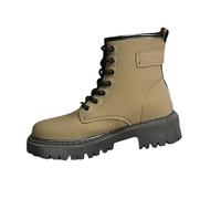Générique Femelle Bottillons Courte à Lacets Cuir Verni Femelle Botte cuir véritable Automne Hiver Bottines femme Cowboy loisirs Couleur unie Femmes Bottes Vintage Souple Elégantes Confortable