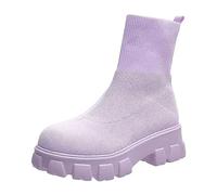 Générique Femelle Bottillons Courte épais Talon Rond Bottes Femelles Casual Automne Hiver Souple Femmes Boot Chaudes Elégantes Tige large Femmes Bottes Confortable Moderne Cowboy Fashion