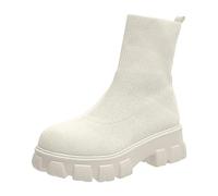 Générique Femelle Bottillons Courte épais Talon Rond Bottes Femelles Casual Automne Hiver Souple Femmes Boot Chaudes Elégantes Tige large Femmes Bottes Confortable Moderne Cowboy Fashion