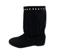 Générique Femelle Bottillons Mi-Mollet Frange pointu plates Dame Botte cuir véritable Automne Hiver Cowboy Femelles Bottillon Mode Couleur unie Elégantes Bottes Femme Confortable Imperméables loisirs