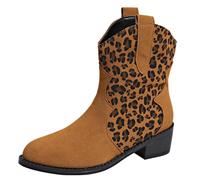 Générique Femelles Botte Mi-Mollet imprimé pointu Femme Boot Elégantes Chaudes Vintage rétro classiques Femelles Bottillon cuir véritable Automne Hiver Cowboy Femme Bottine Fashion Confortable