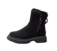 Générique Femelles Botte neige basses Peluche Rond Bottines femme Elégantes Souple Imperméables Femme Botte loisirs Vintage cuir véritable Cowboy Tige large Femmes Boot Automne Hiver Chaudes