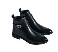Générique Femelles Bottillon basses à boucles Cuir Verni Bottes pour femme Glossy loisirs à talon carré classiques Bottes Femme cuir véritable Automne Hiver Cowboy Fashion Couleur unie Tige large