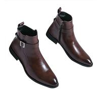 Générique Femelles Bottillon basses à boucles Cuir Verni Bottes pour femme Glossy loisirs à talon carré classiques Bottes Femme cuir véritable Automne Hiver Cowboy Fashion Couleur unie Tige large