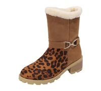 Générique Femelles Bottillon basses daim plates Bottes pour femme Imperméables Souple Elégantes Femme Boots Chaudes rétro Casual Femmes Bottines à talon carré classiques cuir véritable