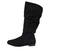 Générique Femelles Bottillon Hautes Genoux épais Talon Rond Femmes Bottines Confortable Imperméables Souple Femme Boot Elégantes Chaudes Vintage daim Bottillons Femme classiques loisirs Tige large