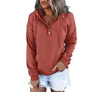 Générique Femme à Capuche Hoodies Chaud Doublure Buttons Sweatshirt à Manches Longues Automne Hiver Femme Polaire Manteau Manches Longues Sweats à Capuche Automne Hiver Chaud Loisirs