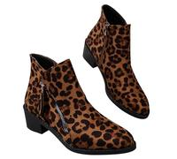 Générique Femme Boot Courte pointu fermeture éclair Bottines femme Imperméables Chaudes Vintage loisirs Bottes Femelles Confortable à talon carré cuir véritable Femmes Bottillon Mode