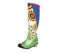 Générique Femme Boot Mi-Mollet imprimé Bottes Femmes Confortable Souple Chevalier Couleur unie Femme Bottine Imperméables Chaudes Bottines pour femmes Moderne Automne Hiver Tige large