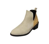 Générique Femme Boots basses plates Chelsea Bottines pour femmes Elégantes Chaudes rétro Casual Bottes Femme à talon carré classiques Femelle Bottillons cuir véritable Automne Hiver