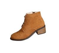 Générique Femme Boots Courte daim à Lacets Bottes Femmes Confortable Imperméables Automne Hiver Travail Bottines femme Chaudes Souple à talon carré Moderne Femmes Bottes cuir véritable Cowboy
