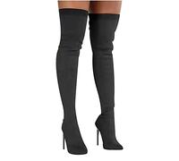 Générique Femme Boots Hautes À Talons fins stretch Bottes pour femmes Imperméables Confortable classiques Couleur unie Femmes Botte Souple Chaudes Moderne Bottillons Femme Vintage Sexy