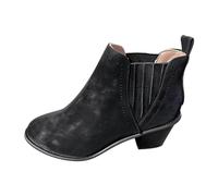 Générique Femme Boots Talon moyen pointu Bottines femmes Souple Elégantes Chaudes loisirs Bottes pour femme Automne Hiver Cowboy Mode Couleur unie Femmes Bottine classiques cuir véritable