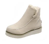 Générique Femme Bottine Courte Peluche Rond épais Talon Femmes Bottes Confortable Elégantes Casual Fashion Tige large Bottes Femme Vintage Chaudes Souple Couleur unie Automne Hiver