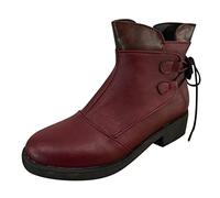Générique Femme Bottine Courte plates Cuir Verni Femmes Bottes Confortable Elégantes Casual Mode Tige large Bottes Femme Vintage Chaudes Souple Femelles Botte Couleur unie Automne Hiver