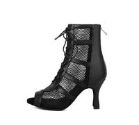 Générique Femme Bottines Ajourées Lacets Avant Talon Haut Bout Ouvert | Tige Mesh Respirante Chaussure Féminine, Escarpin , Esprit Urbain Sandale , Mule Lacée, Pour Soirée Ville