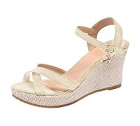 Générique Femme Bout Ouvert Sandale Cale Bride Cheville Slingback Plateforme .Sandales Espadrilles Compensées Femme en la couleur et la durabilité avec des sangles à cheville flatteuses. (White, 41)