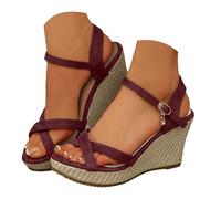 Générique Femme Bout Ouvert Sandale Cale Bride Cheville Slingback Plateforme .Sandales Espadrilles Compensées Femme en la couleur et la durabilité avec des sangles à cheville flatteuses. (37)