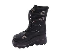 Générique Femme Cale Mi-Mollet Bottes Plateforme Sexy Cuir Hiver Bottes Hautes Antidérapantes Confortables Mode Cuir Bottes Cuissardes Femme pour Automne Hiver Chaud Boots