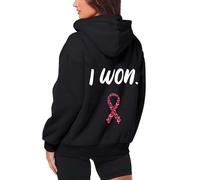 Générique Femme Cancer du Sein Pull Fermeture éclair Sweat à Capuche Oversize Coton Manches Longues Hoodie Sweatshirt avec Poche Chaud Chic Élégant Streetwear Y2k Sweatshirts Vetement(Le Noir,3XL)
