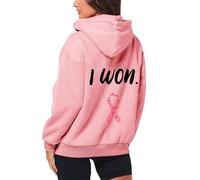 Générique Femme Cancer du Sein Pull Fermeture éclair Sweat à Capuche Oversize Coton Manches Longues Hoodie Sweatshirt avec Poche Chaud Chic Élégant Streetwear Y2k Sweatshirts Vetement(Rose,3XL)