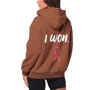 Générique Femme Cancer du Sein Pull Fermeture éclair Sweat à Capuche Oversize Coton Manches Longues Hoodie Sweatshirt avec Poche Chaud Chic Élégant Streetwear Y2k Sweatshirts Vetement(Brun,M)