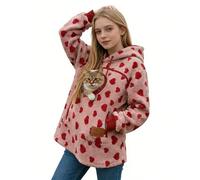 Générique Femme Chat Hoodie avec Poche Casual Polaire Chaud Pochette pour Animaux Pullover Hoodie Chiot porteurs d’Animaux Sweatshirt