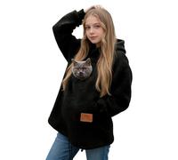 Générique Femme Chat Hoodie avec Poche Casual Polaire Chaud Pochette pour Animaux Pullover Hoodie Chiot porteurs d’Animaux Sweatshirt