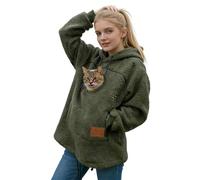 Générique Femme Chat Hoodie avec Poche Casual Polaire Chaud Pochette pour Animaux Pullover Hoodie Chiot porteurs d’Animaux Sweatshirt